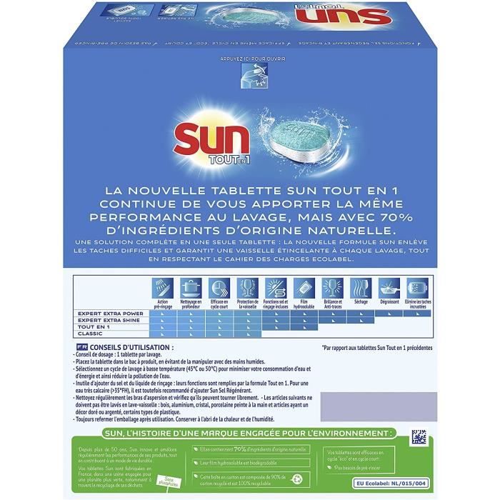 SUN Tablettes Lave -Vaisselle Citron - Format Familial - 62