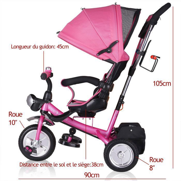 draisienne et tricycle 2-en-1 avec barre de poussée - Draisienne - Gris draisienne et tricycle 2-en-1 avec barre de poussée - Draisienne - Gris