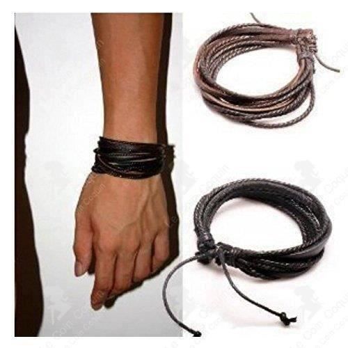 26 Bracelets En Cuir Tressé Et Cordes Chanvre - Perles Bois - Réglables - Pour Hommes Et Femmes