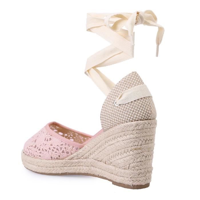 Espadrille compensée deals rose pale
