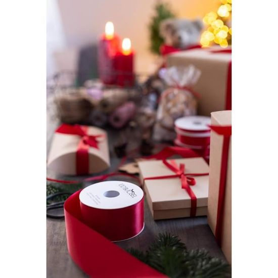 PAPIER CADEAU/EMBALLAGE - Noël brillant avec cadeaux blanc/rouge (70cm x  25m)