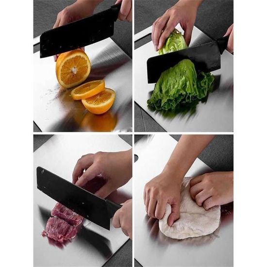 Planche à Découper En Acier Inoxydable Kunaxku - Robuste, Hygiénique, Facile à Nettoyer, Pour Cuisine Professionnelle Ou Maison - 3