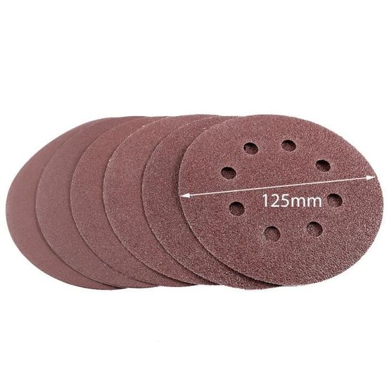Meules Papier Abrasif détention Velcro 125 mm 60 pièces Mix 40,60,80,120,180,240