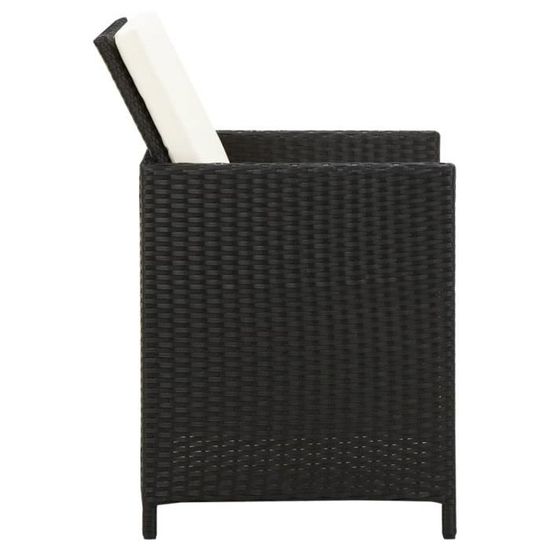 VidaXL Lot De 4 Tabourets Jardin Résine Tressée Noir + Coussins Crème – Mobilier Terrasse & Balcon