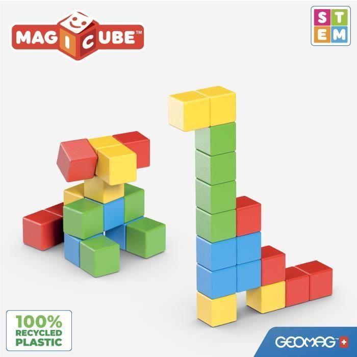 Blocs Magnétiques - Magicube Blocks & Cards - 16 Pieces - Éducatif - Plastique Recyclé à Prix Blocs Magnétiques - Magicube Blocks & Cards - 16 Pieces - Éducatif - Plastique Recyclé à Prix