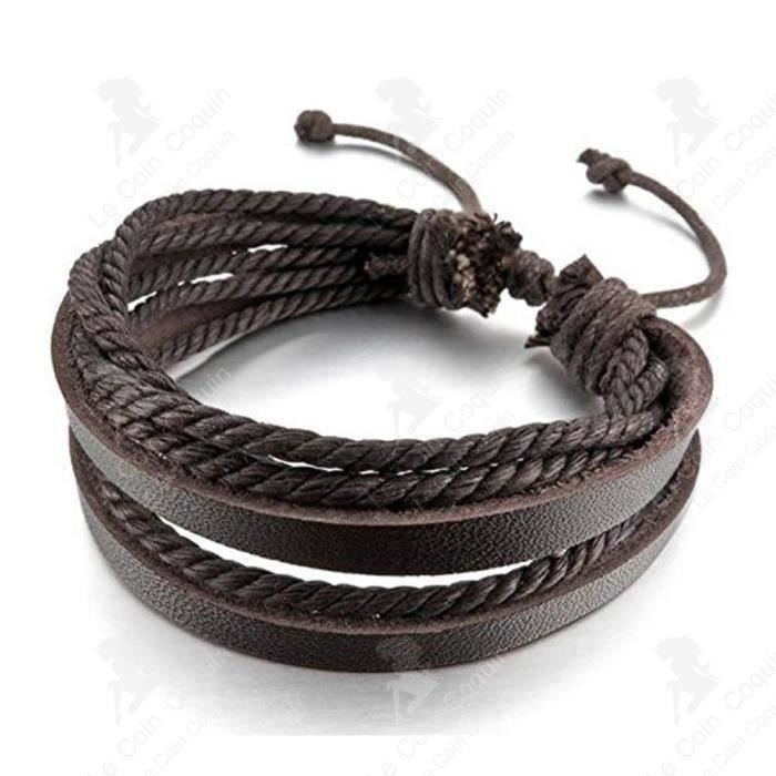 Bracelet En Cuir Tressé Noir - Signe Sagittaire - Fermoir Acier - Homme & Femme - Neuf Avec étiquette