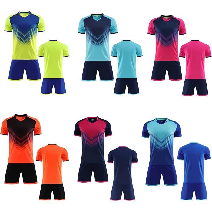 KILUZARNO Maillot De Football Personnalisable Ensemble Foot Enfant Personnalisé Maillot De Foot T-Shirt Shorts 2 Pièces Personnalisé Tenue Foot Nimporte Quel Numéro De Nom Team Logo Jersey