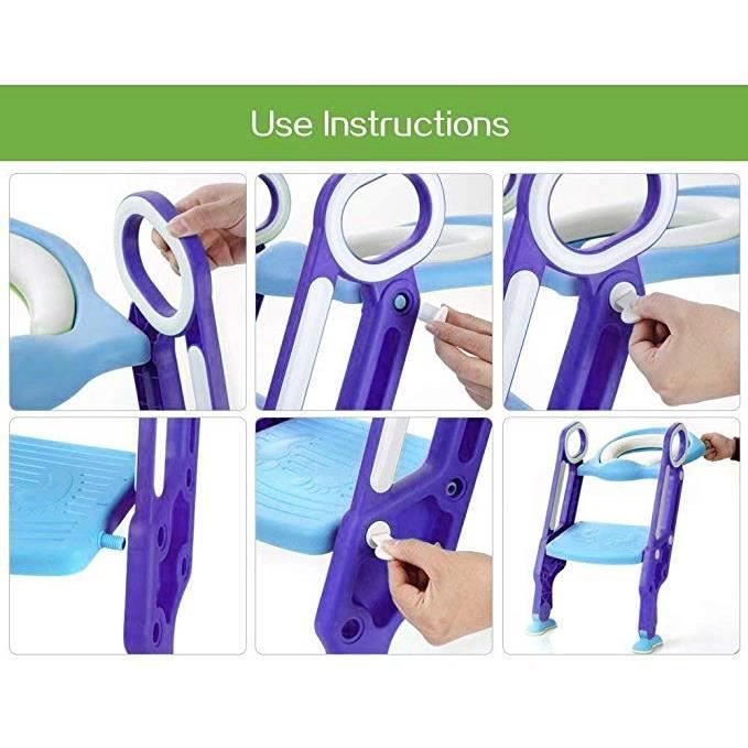 Cuvette Toilette Réducteur WC Enfant Snarflun - Siège Réglable Avec Marches Antidérapantes Réducteur Hauteur Réglable