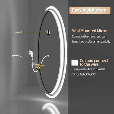 LUVODI Miroir Rond LED RVB 60cm - Éclairage Avant Et Rétroéclairage Multicolore Avec Fonction Mémoire
