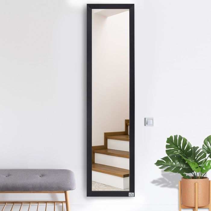 Miroir LED Sur Pied HOMCOM 160x40cm - Lumière Réglable Couleur/Intensité - Télécommande - Pied Ou Mural
