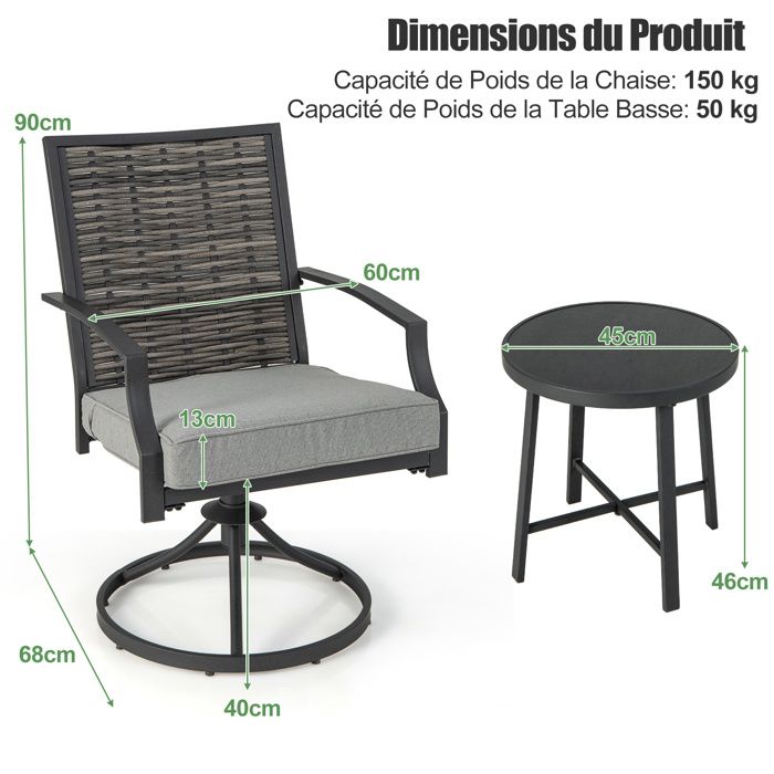 COSTWAY Ensemble De Meubles De Terrasse En Rotin 4 Pièces, Canapé D' Extérieur En Osier Avec Table Basse En Verre Trempé, Coussins, Ensemble De Conversation En Rotin Pour Cour, Balcon, Jardin, Piscine COSTWAY Ensemble De Meubles De Terrasse En Rotin 4 Pièces, Canapé D' Extérieur En Osier Avec Table Basse En Verre Trempé, Coussins, Ensemble De Conversation En Rotin Pour Cour, Balcon, Jardin, Piscine