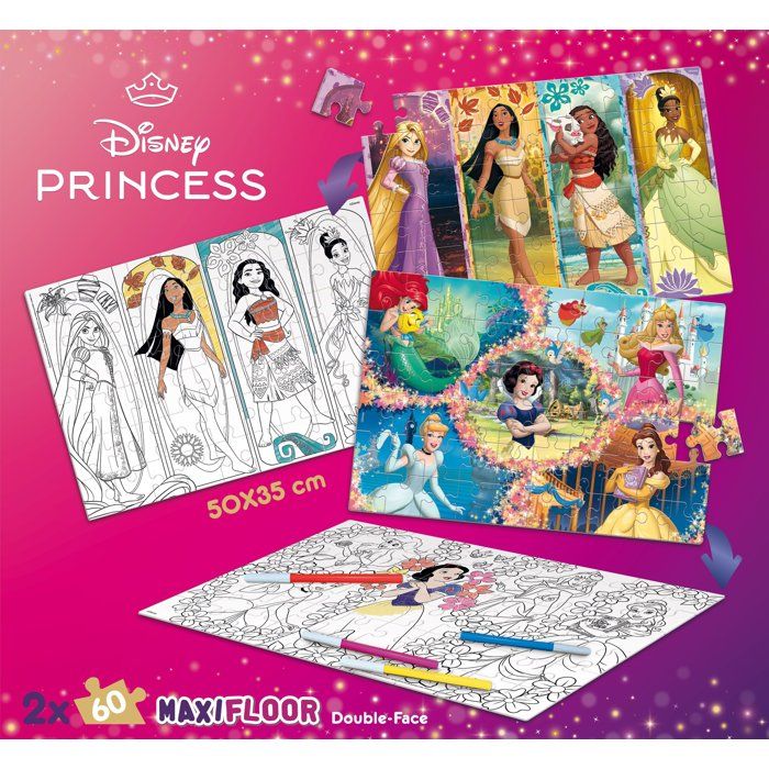 Puzzle MaxiFloor double face - Princesses - LISCIANIGIOCHI - 2 x 60 ...