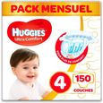 Huggies  - Ultra Comfort - Couches Bébé Unisexe - Taille 4 (7-18 kg) x150 Couches - Pack 1 Mois - 25646-0
