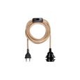 Suspension Douille Noire Câble Corde Naturel Avec Prise Et Interrupteur-0
