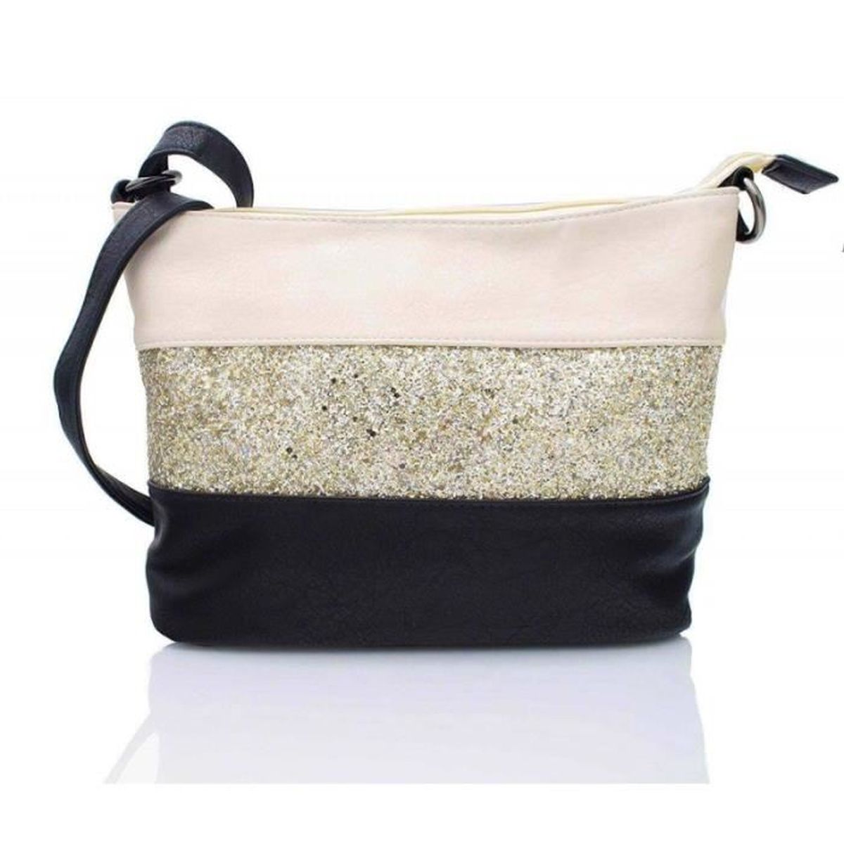 Sac à Main Paillettes Doré Pour Soirée - Pochette De Mariage, Bal, Fête, Cocktail, Dimensions 27x18,5 Cm