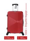 Valise Grande Taille 75cm ABS Jet Rouge + Étiquette BAGAGE - 4 Roues 360 - 94L – ADC