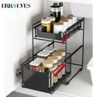 ERROLVES®Étagère de Stockage (2 Étages) Stand de Rangement pour la Cuisine, Salle de Bain, Comptoir, épices, Bureau-Noir
