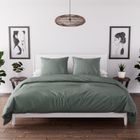 INTEMPOREL Parure housse de couette en microfibre lavée 240x220 cm BOHEME vert kaki, par Soleil d'Ocre