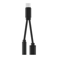Double Adaptateur cable diviseur Type C prise jack 3.5mm chargeur USB-C Noir pour Huawei P20 - Yuan Yuan