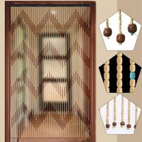 91x220cm Rideau de porte 31 brins Rideau de perles en bois avec motif dentel