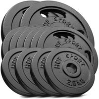Hop-Sport Disques de poids en fonte 60kg, Ensemble de disques d'haltères Set de plaques Alésage 30/31mm (2x10 kg, 6x5 kg, 4x2,5 kg)