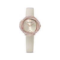 Swarovski -   Montre Crystal Flower, bracelet en cuir, gris, PVD doré rose