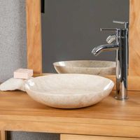 Vasque à poser salle de bain Lysom 35 cm creme - WANDA COLLECTION - Ovale - Marbre