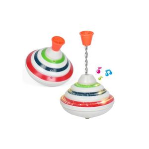 TOUPIE - LANCEUR Toupie électrique avec lumière LED et Musique - Pousser Spinning Top Toy - Blanc