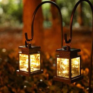 LAMPION Lanterne Solaire de Jardin - Économie d'Énergie - 13cm Hauteur - Carré Noir