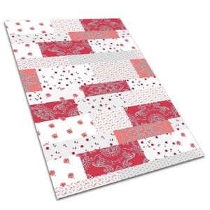 TAPIS D’EXTÉRIEUR Tapis d'extérieur en vinyle Decormat - Mosaïque de fleurs - 120x180cm - Rouge