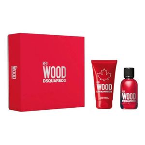 COFFRET CADEAU PARFUM Set Dsquared2 Red Wood Pour Femme Eau de Toilette 100ml + Body Lotion 150ml