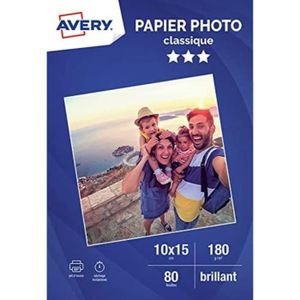 PAPIER PHOTO Papier photo brillant AVERY - 80 feuilles 10x15 cm