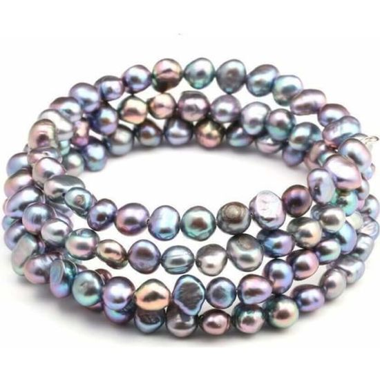Bracelet Femme,Perles Tahiti Bleues-Azur,Certificat Authenticité,Idée