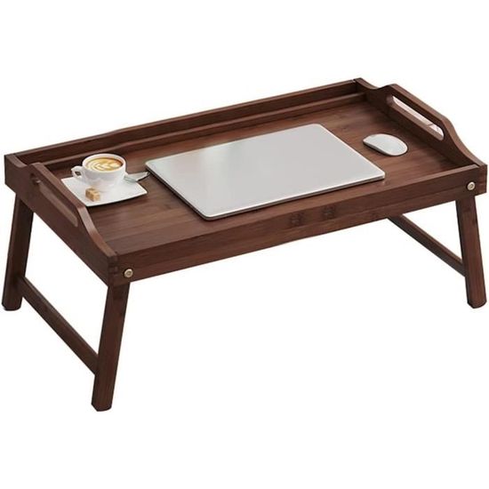 Petit Ordinateur Portable Plateau Lit Bambou Pliable - Table Petit-déjeuner 63cm Ordinateur Table Petit-déjeuner Lit