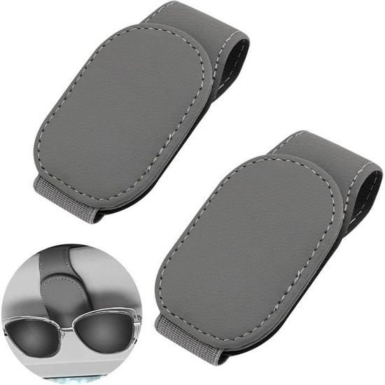 Porte-lunettes Magnétique Pour Voiture - 2 Pièces En Cuir | Support Universel Pour Lunettes, Cartes, Tickets