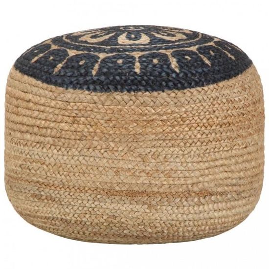 P20 Pouf fait a la main Bleu 45 x 30 cm Jute Cdiscount Maison