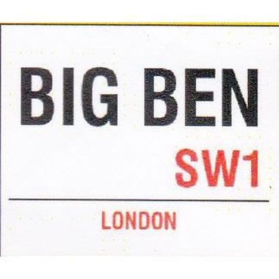 PLAQUE DE RUE METAL 20X15cm BIG BEN ENGLAND LONDRES ANGLETERRE