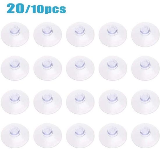 10 Petites Ventouses PVC Transparent 20 Mm - Pour Surfaces Lisses (verre, Carrelage) | Sans Crochet, Adhérence Forte, Installation Facile - 10