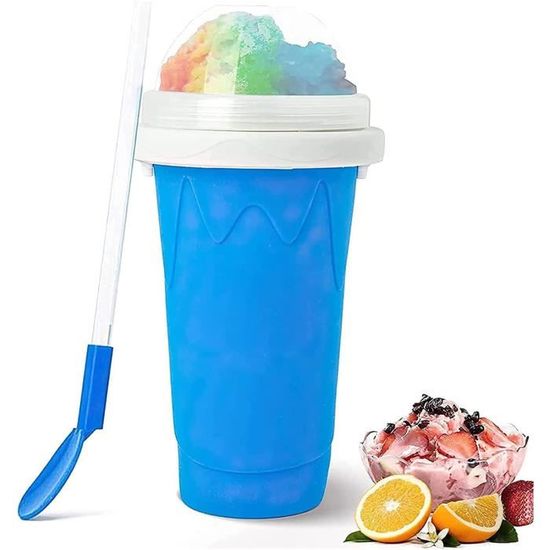 Gobelet Slush Réutilisable – Machine à Granité Maison, Avec Paille Et Cuillère 2 En 1, Pour Smoothies Et Boissons Fraîches