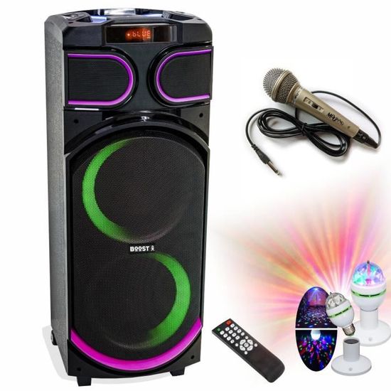 Enceinte Sono Karaoke KEPLER 1200W USB / Bluetooth - 1 Micro - Jeu de Lumière Astro Boost - Soirée - Fête - Anniversaire