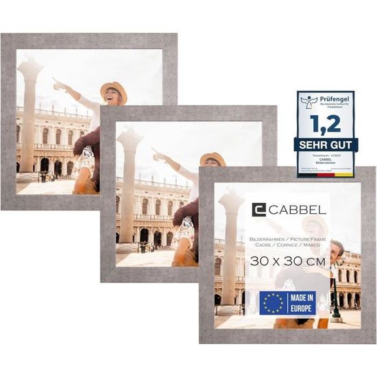 Lot De 3 Cadres Photo En Bois MDF - Tailles 10x15, 13x18, 15x20 Cm - Verre Acrylique Incassable - Design Bicolore - Pour Table Ou Mur
