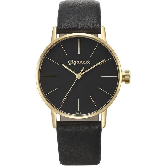 Montre Femme Eternity - Cadran Doré, Bracelet Cuir Marron Tressé - Mouvement Quartz - Occasion