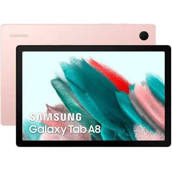 Tablette Samsung Galaxy Tab A8 WiFi de couleur rose avec écran 10,5" Full HD+, 1920 x 1200 pixels, Android, WiFi, processeur
