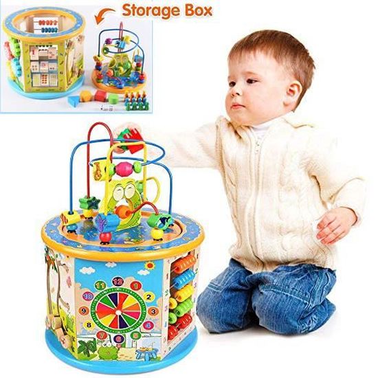 Activite Cube D Eveil Motricite Decouvertes De Enfant Jouet En Bois 8 En 1 Educatif Jeu Premier Age Labyrinthe De Perles Cadeaux Cdiscount Jeux Jouets