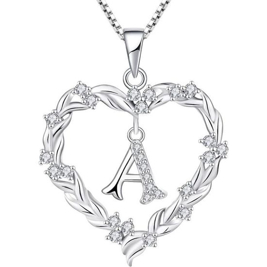 Collier Initiale Or Plaqué Sur Argent 925 Massif Femme