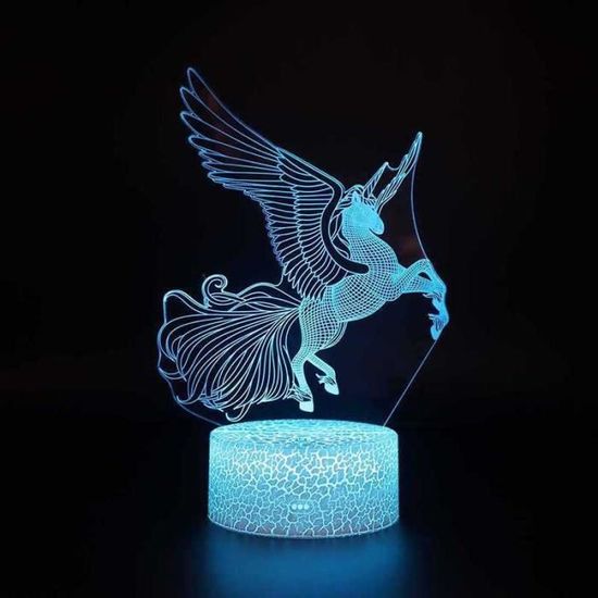 3D led Veilleuse 7 Couleurs cheval + Usb Touch + télécommande Lampe de table bureau Cadeau Enfant Noël créatif lampe de table 06