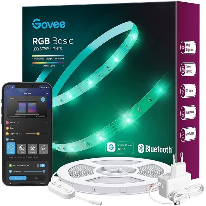 Govee Ruban LED 15m, Bluetooth RGB Bande LED Intelligente