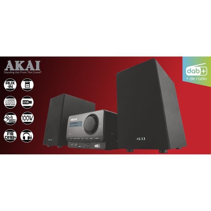 MICRO-CHAÎNE STÉRÉO - LECTEUR CD - RADIO DAB+&FM – USB - MICRO SD - NOIRE - AKAI