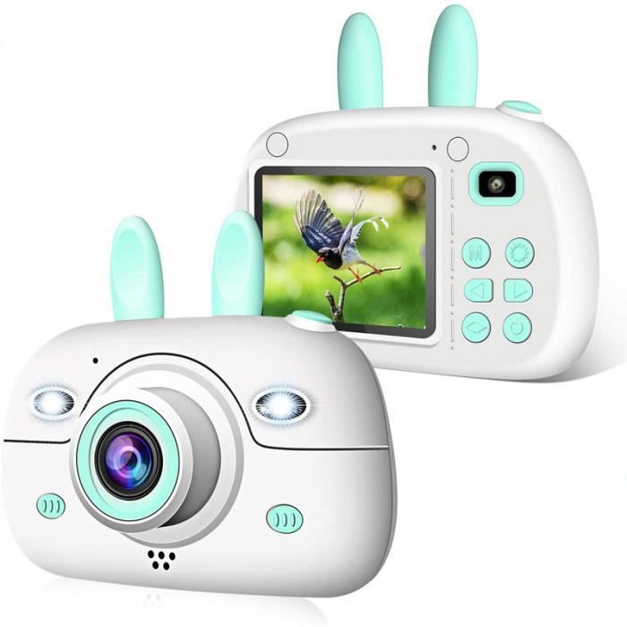 Appareil Photo Enfant Numérique Caméra pour Enfant, 2.4 Pouces Appareil Photo Numérique, Objectif Avant et Arrière, Flash, 16G Carte