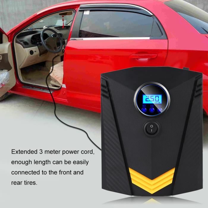 Compresseur d'Air Portatif 12V, Gonfleur de Pneu de Voiture Numérique avec Lampe LED Display LCD 120W 12V 40L-min Adapté HB024